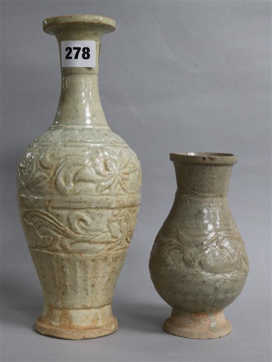 Two Qingbai type vases, possibly Sang dynasty, one with certificate